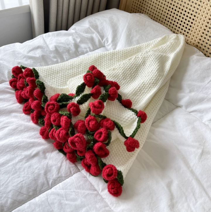 Crocheted Rose Blanket